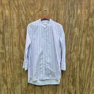 Gap Red Blue Striped Collarless Tunic/Dress Womens Size L